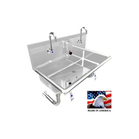Best Sheet Metal. BSM Inc. Stainless Steel Sink, 2 Stations w/Knee Valve Operated Faucets, 36?g L X 20?g W X 8?g D 021K36208R